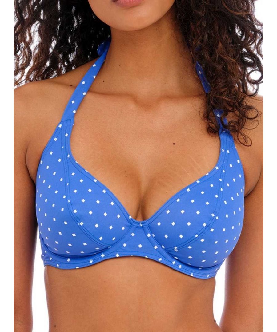 Freya Womens Jewel Cove Halter Bikini Top - Blue Nylon - Size 38FF