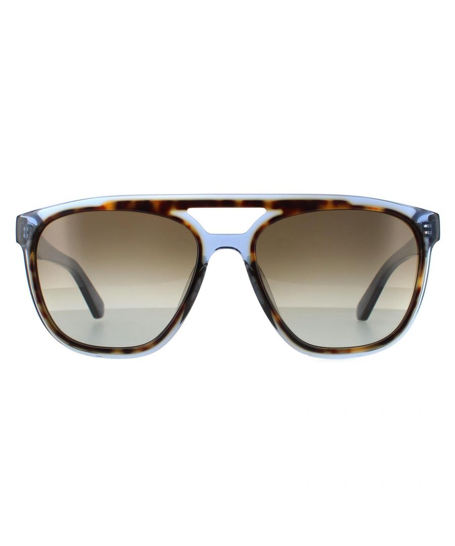 Salvatore Ferragamo Square Mens Havana Blue Grey Sunglasses SF944S are a simple style with large squared lenses. Made fully from lightweight acetate with the Gucci logo decorating one of the slim temples.