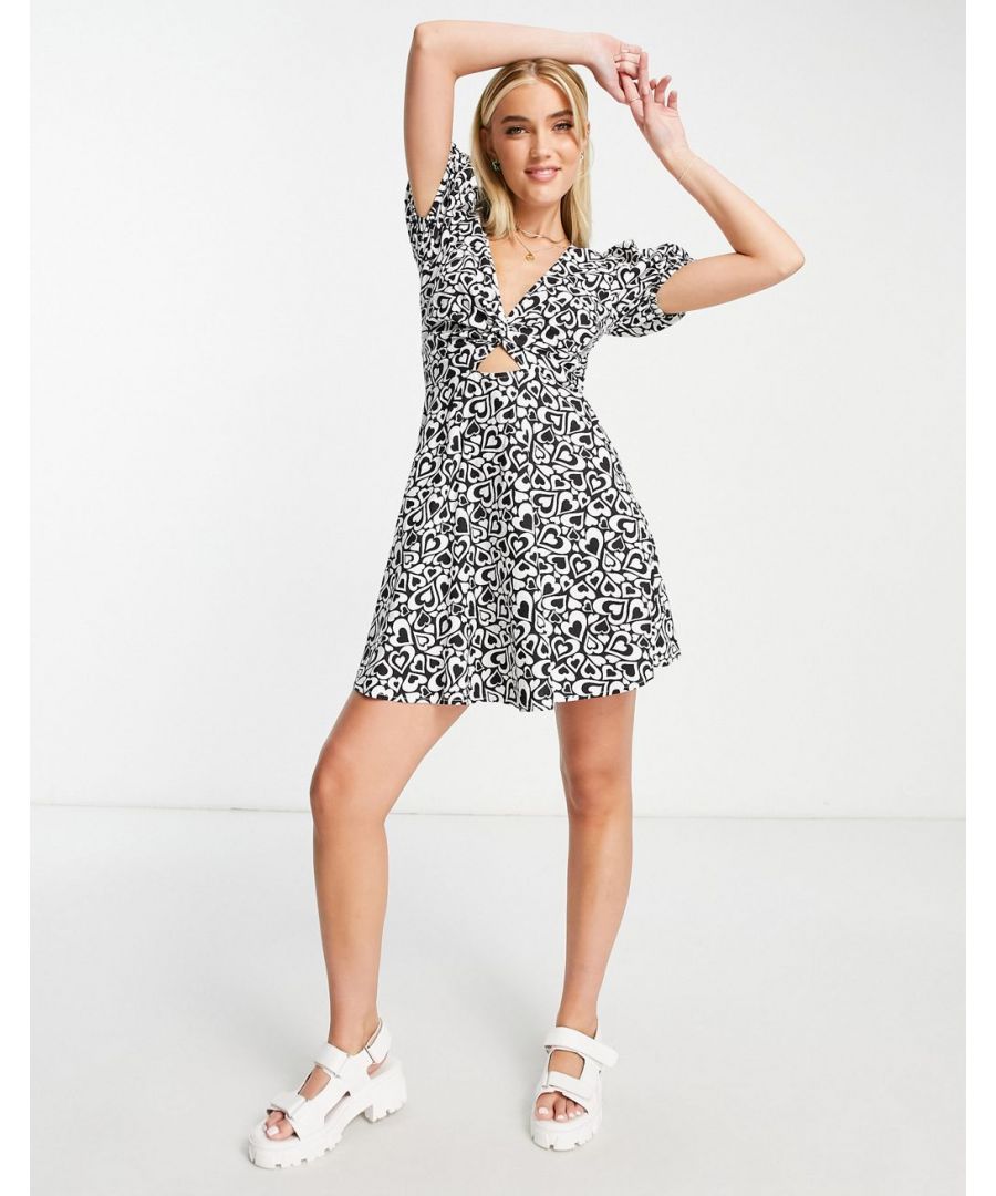 Dress by Miss Selfridge Love at first scroll V-neck Twist front Cut-out detail Regular fit Sold by Asos