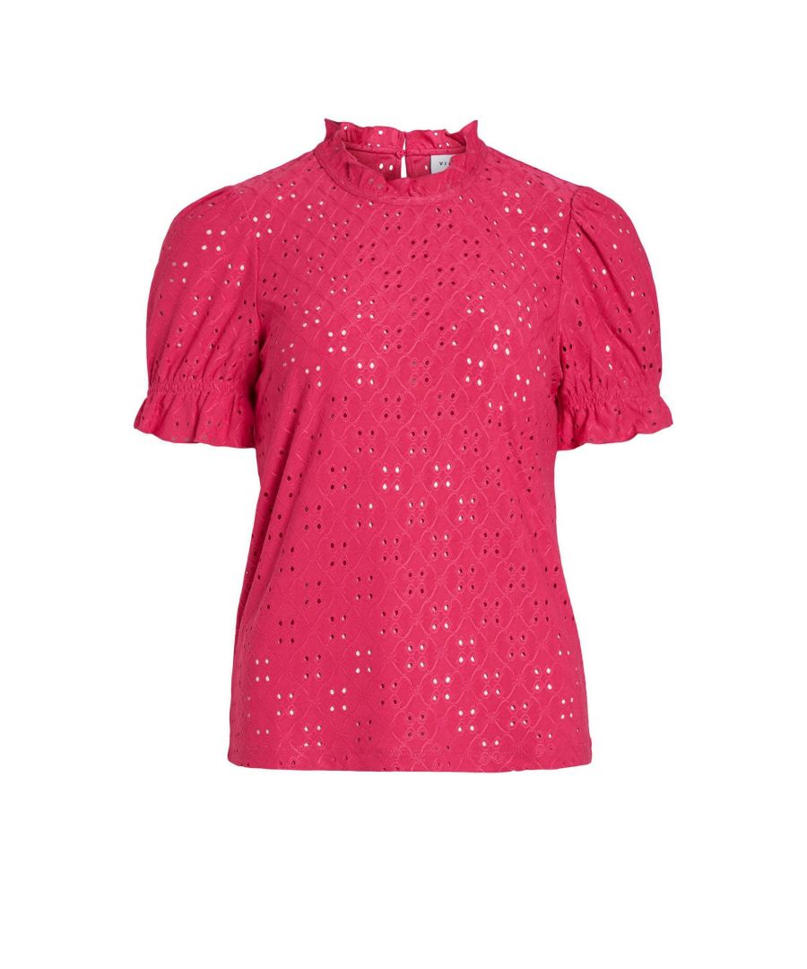 VILA top VIKAWA van gerecycled polyester roze