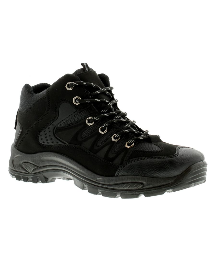 <Ul><Li>X-Hiking Climber Mens Boots In Black</Li><Li>Mens Synthetic And Mesh Upper Hiking Boot. Six Eyelet Lace Fastening With A Padded Collar. Zigzag Design To Side Wall And Pull Tab To Heel.</Li><Li>Manmade / Fabric Upper</Li><Li>Fabric Lining</Li><Li>Synthetic Sole</Li><Li>Mens Gentlemans Hiking Walking Trail Boots Tie Ups Outdoors</Li>