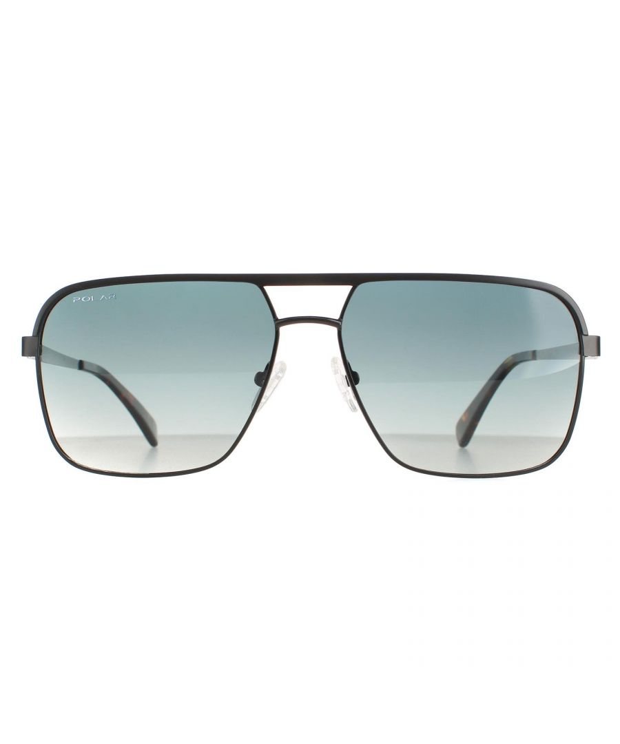 Polar Aviator Mens Black Grey Gradient Polarized Cooper  Polar are a stylish aviator style crafted from lightweight metal. The silicone nose pads, double bridge design and plastic temple tips ensure an all round comfortable fit. The Polar logo is engraved in the temples for brand recognition.