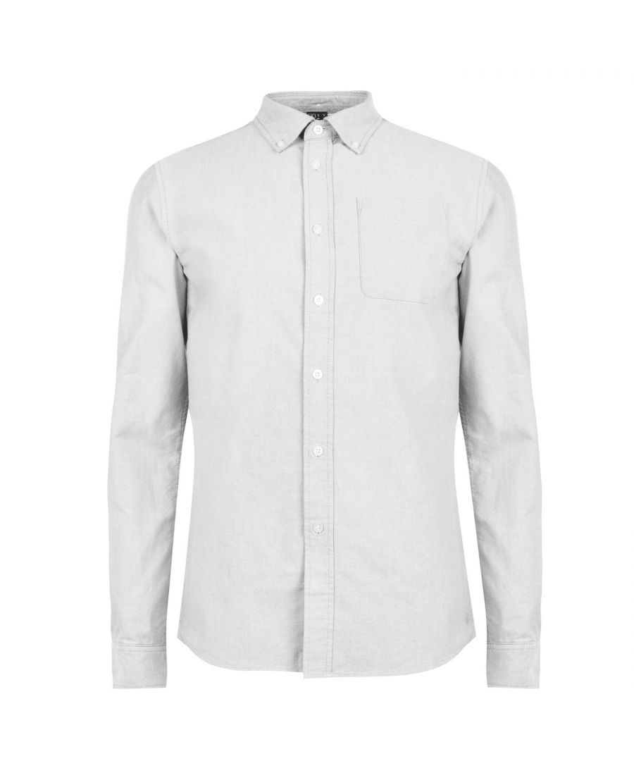 <h2>Firetrap Basic Oxford Shirt</h2>\nGet smart in style in this Firetrap Men's Basic Oxford Shirt, crafted with a full button fastening, a traditional collar, long sleeves with button fastening cuffs and a smart chest pocket complete with a Firetrap branded tab. \n\n> Mens shirt\n> Full button fastening\n> Button down collar\n> Long sleeves\n> Button fastening wrist cuffs\n> Chest pocket\n> Firetrap branding tab\n> Machine washable\n> Keep away from fire\n\n> White/Grey/Black/Burgundy/Navy/Khaki: 73% Cotton, 23% Polyester\n> Blue: 100% Cotton