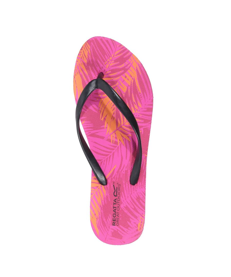Image for Regatta Womens/Ladies Bali Palm Leaf Flip Flops (Pink Fusion)