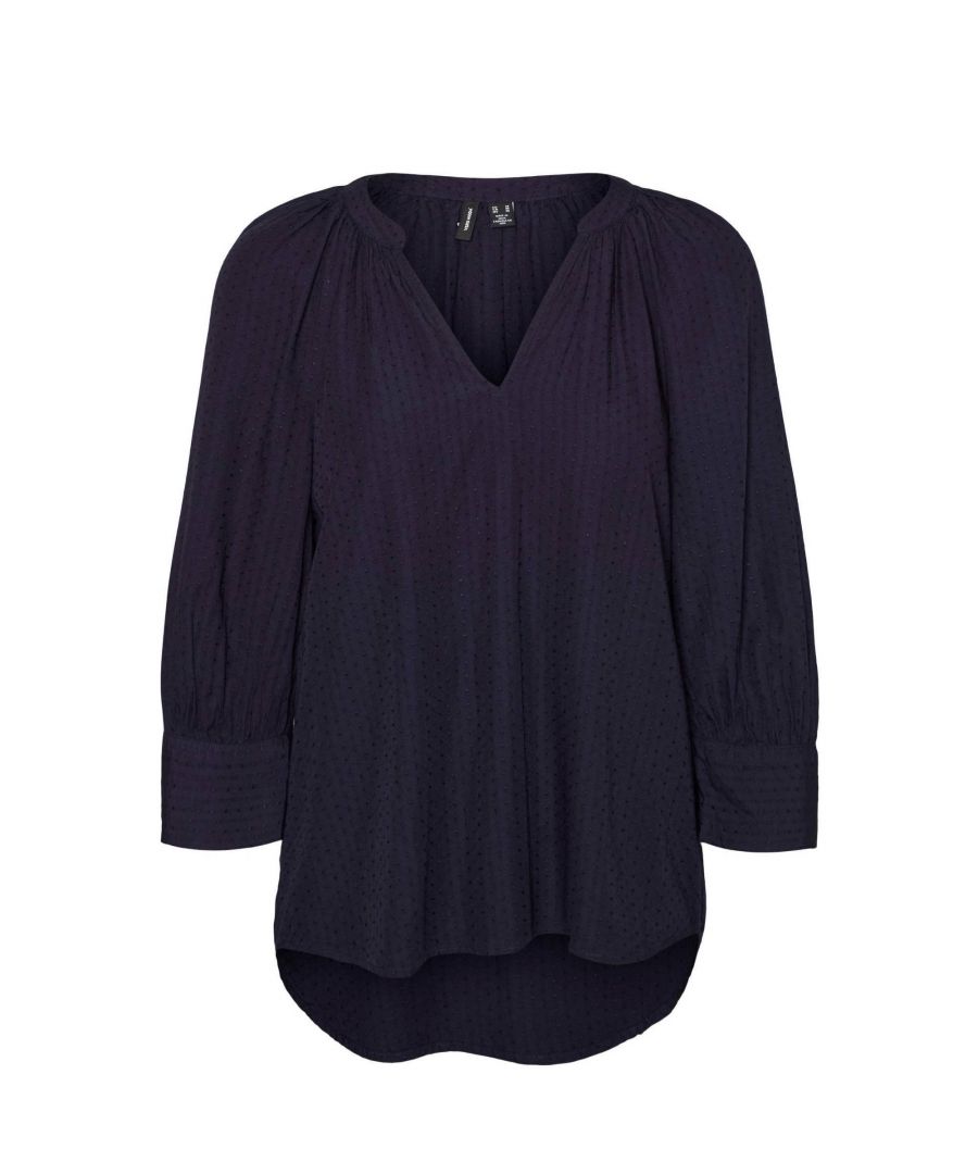 VERO MODA top VMELSA met borduursels donkerblauw