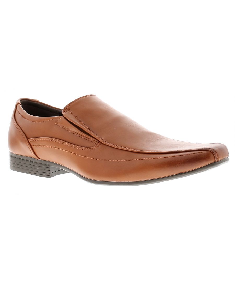 Business Class Klerk Mens Formal Shoes Tan. Manmade Upper. Manmade Lining. Synthetic Sole. Mens Synthetic Twin Gusset Formal Shoe.