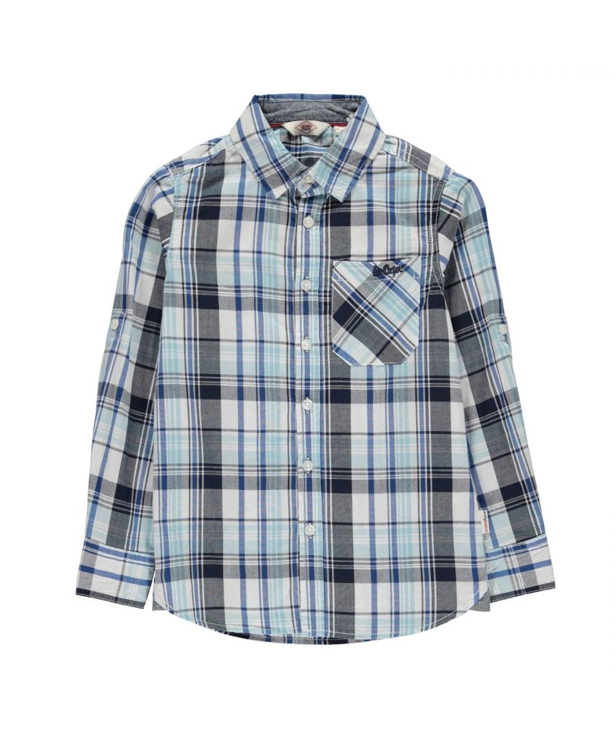 Image for Lee Cooper Kids Long Sleeve Checked Shirt Junior Boys Chest Pocket Top