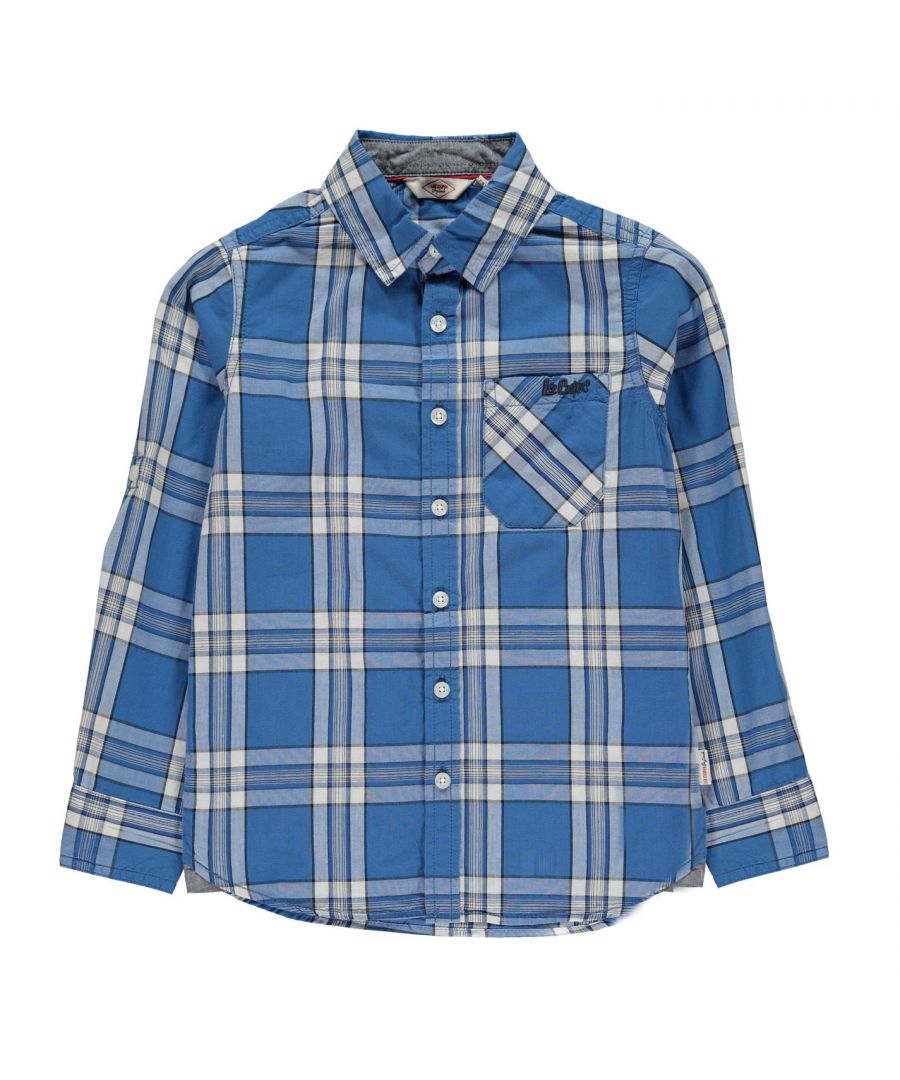 Image for Lee Cooper Kids Long Sleeve Checked Shirt Junior Boys Chest Pocket Top