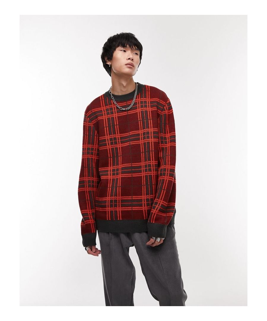 Jumpers & Cardigans by Topman Welcome to the next phase of Topman Check design Crew neck Drop shoulders Relaxed fit Sold By: Asos