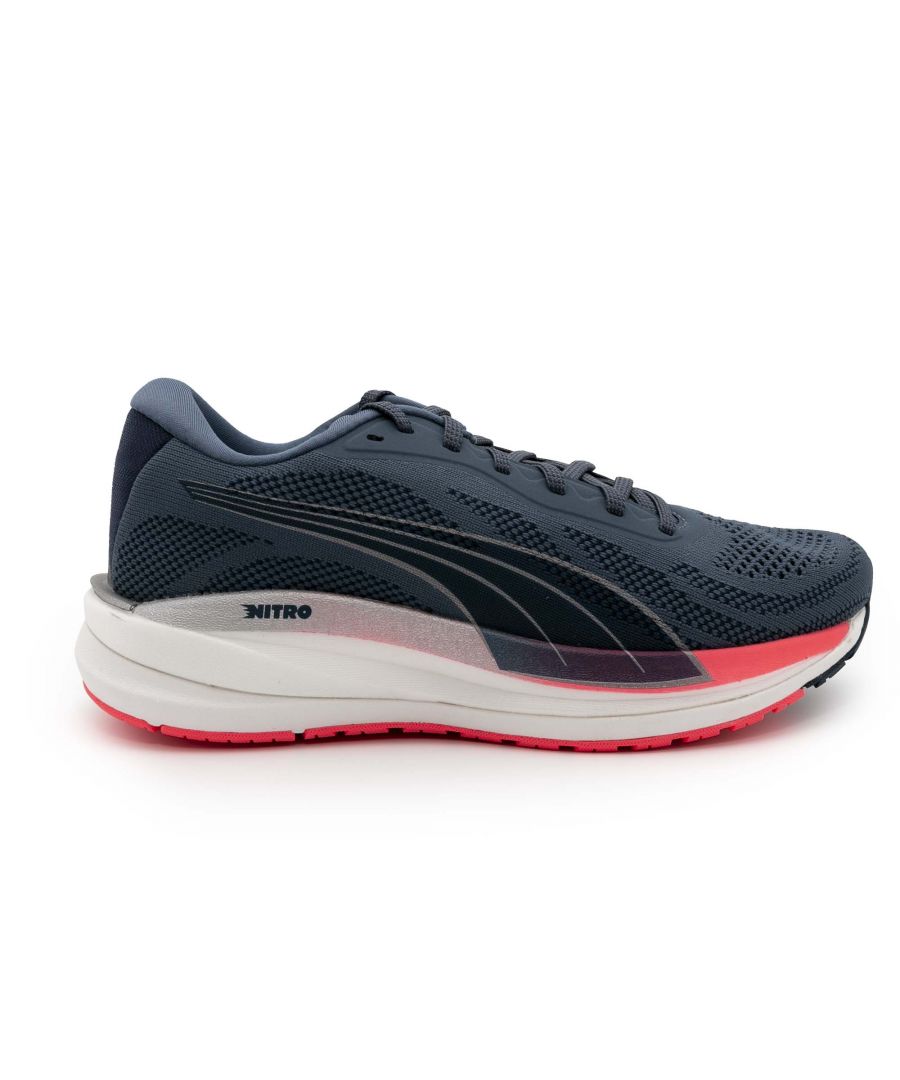 PUMA MAGNIFY NITRO GEBREIDE GRIJZE SPORTSCHOENEN