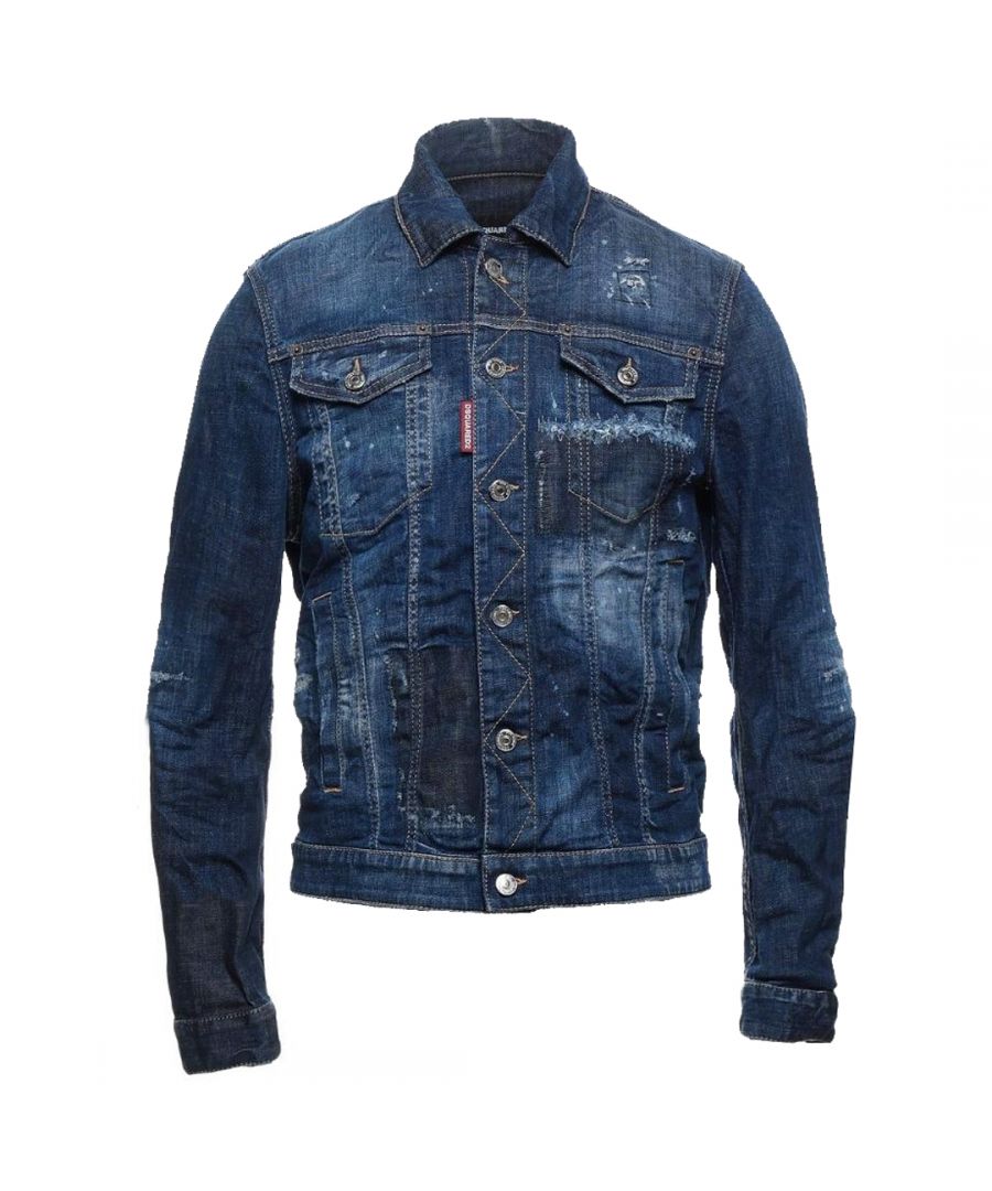 Image for Dsquared2 Destroyed Paint Effect Classic Jean Denim Jacket