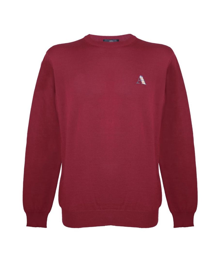 Aquascutum Check A Logo Red Jumper. Aquascutum Check Logo Red Knitwear Sweater. 50% Wool, 50% Acrylic. Branded A In Classic Check On Left Chest. Regular Fit, Fits True To Size. 5A8012 01