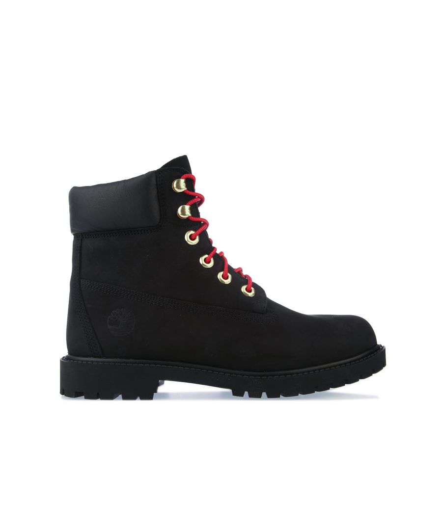 Womens Timberland 6 Inch Heritage Cupsole Boots in black.- Nubuck leather upper.- Lace up style.- Durable ReBOTL™ fabric lining made with at least 50% recycled plastic.- Guaranteed waterproof seam-sealed construction.- Comfy padded collar.- Removable anti-fatigue footbed for cushioning.- Steel shank for arch support.- Supportive rubber lug outsole.- Leather upper  Leather lining  Synthetic sole.- Ref: CA2G53