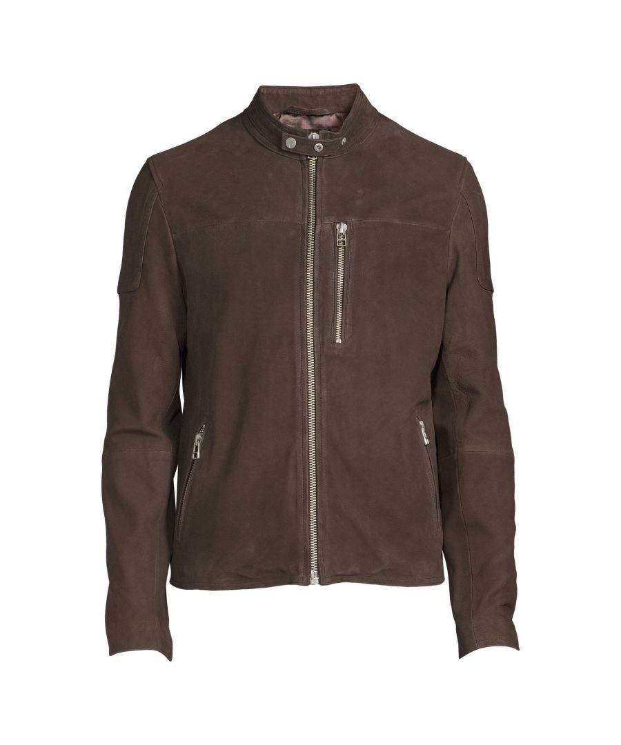 Goosecraft nubuck leren jas dark pewter