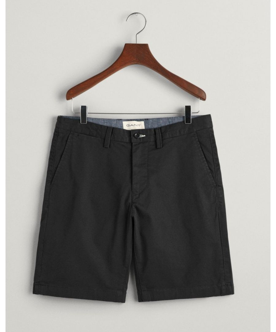 Gant Mens Slim Twill Shorts - Black - Size 36 (Waist)