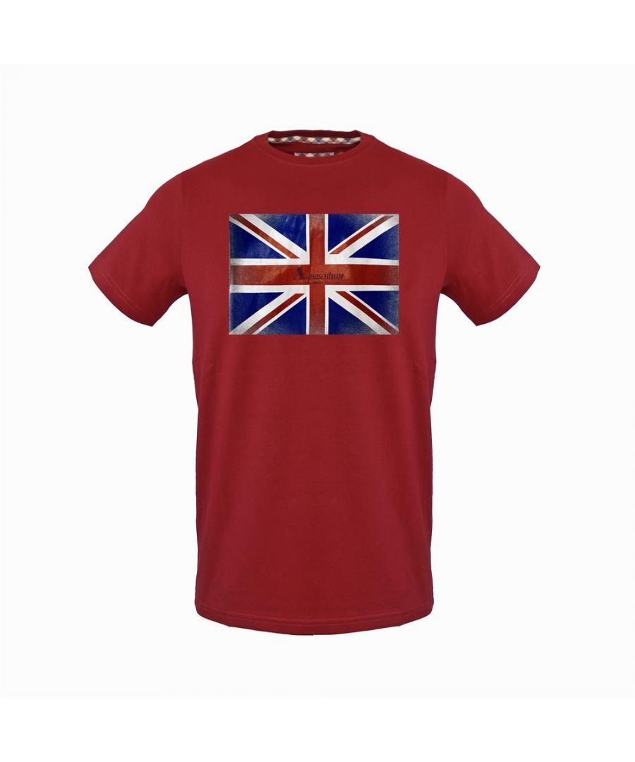Aquascutum Mens T-Shirt with Union Jack Design in Red