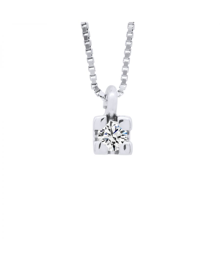 Solitaire Diamond Necklace 0050 Cts (1 x 0050 CTS) - Quality HSi (Color H - Quality Si1) - Chain Venetian White Gold 375 duizendste - Lengte: 42cm - 2 jaar garantie - Wordt geleverd in een koffer met een certificaat van echtheid en een internationale garantie - Al onze juwelen zijn gemaakt in Frankrijk.