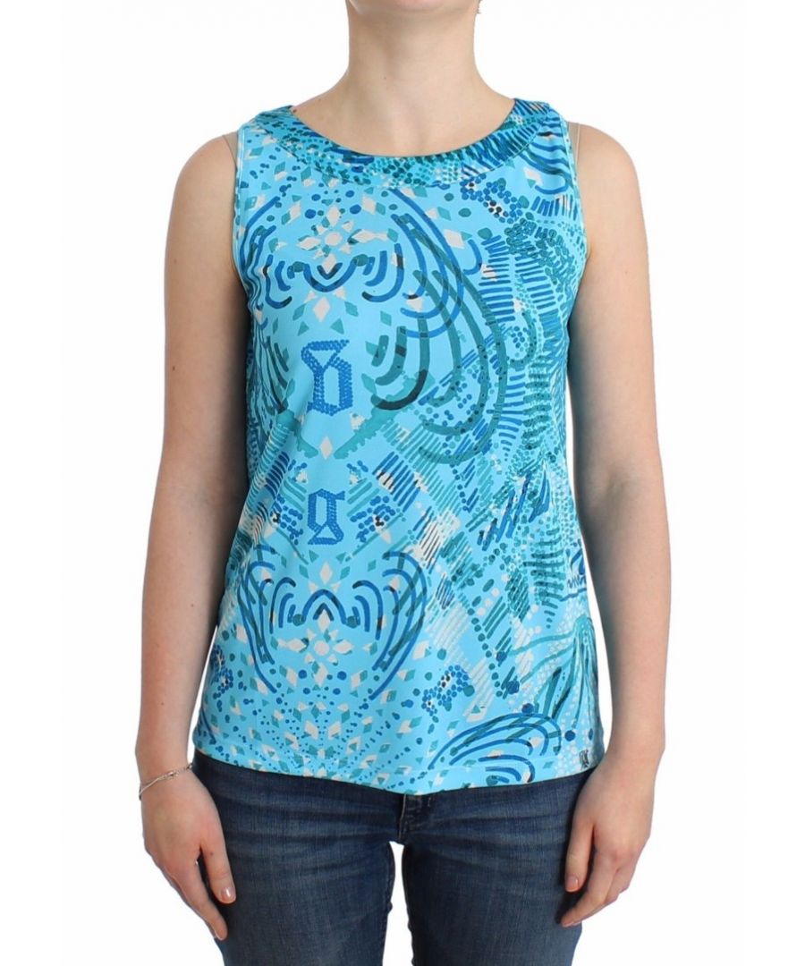 John Galliano Top Gorgeous brand new with tags, 100% Authentic John Galliano Printed Top Material : 100% polyester Details : 100% silk Color : Blue Model : Sleeveless Top Logo details Original tags and store bag follows.