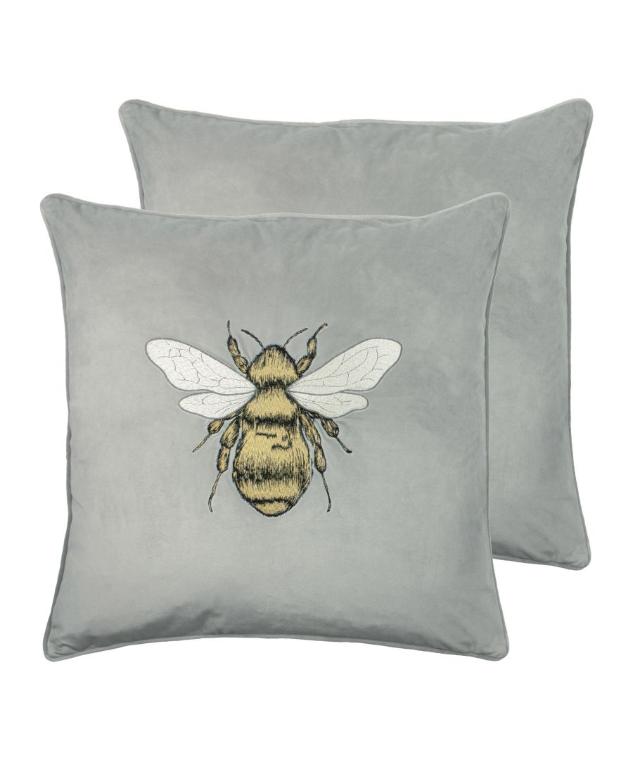 Elevate your living space to new heights with the luxuriously stitched Bee design on a soft velvet background. Complete with coordinating coloured piped edges, this cushion will sit within many modern interiors.