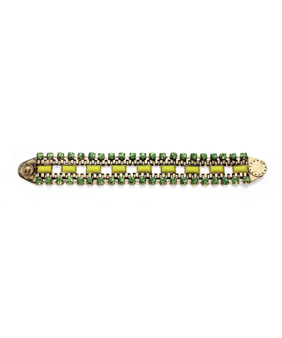 Image for Fiorelli Fashion Oxidised Gold Plated Green Stone & Resin Cuff Bracelet 20cm