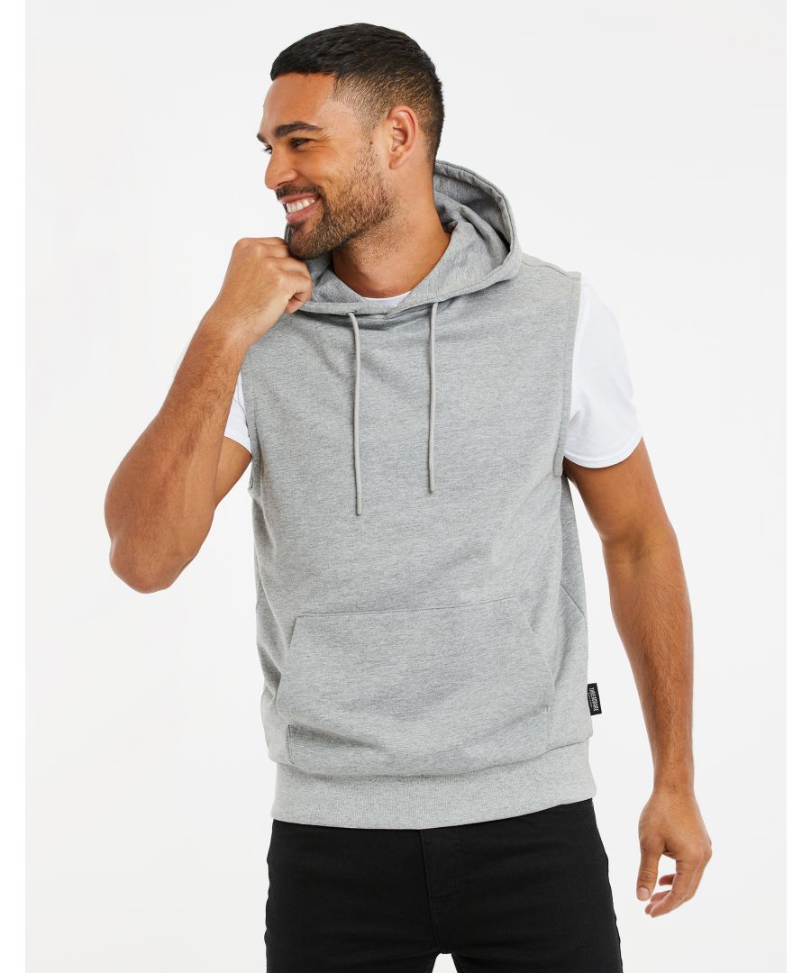 Ideal for layering, this sleeveless overhead hoody from Threadbare features a kangaroo pocket and an adjustable drawstring hood. Finished with a ribbed hem and embroidered logo on the chest. Other colours available.