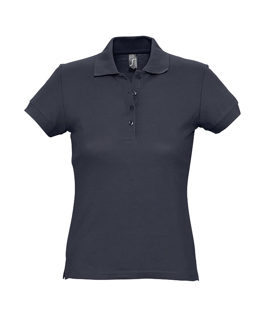 SOLS Womens/Ladies Passion Pique Short Sleeve Polo Shirt (Navy) Cotton - Size Medium