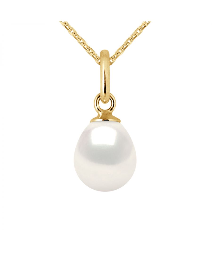 Necklace Articulated Hook Gold 750 and true Cultured Freshwater Pearls Pear Shape 6-7 mm - 0,24 in - Natural White Color - Our jewellery is made in France and will be delivered in a gift box accompanied by a Certificate of Authenticity and International Warranty