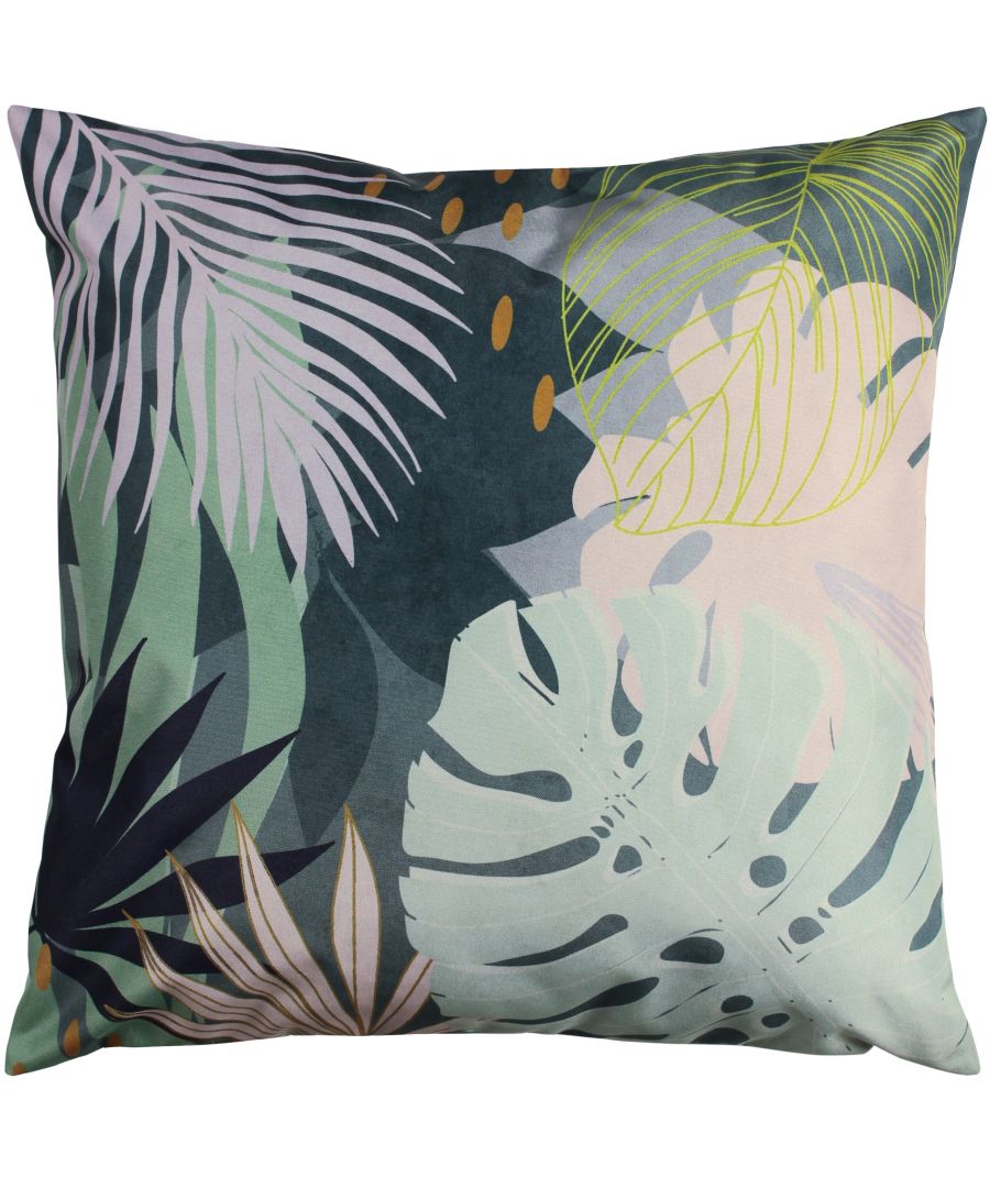 Featuring a bold and abstract design of palm leaves. This fully reversible design in pastel pinks and bright green's will instantly freshen up your outdoor space.