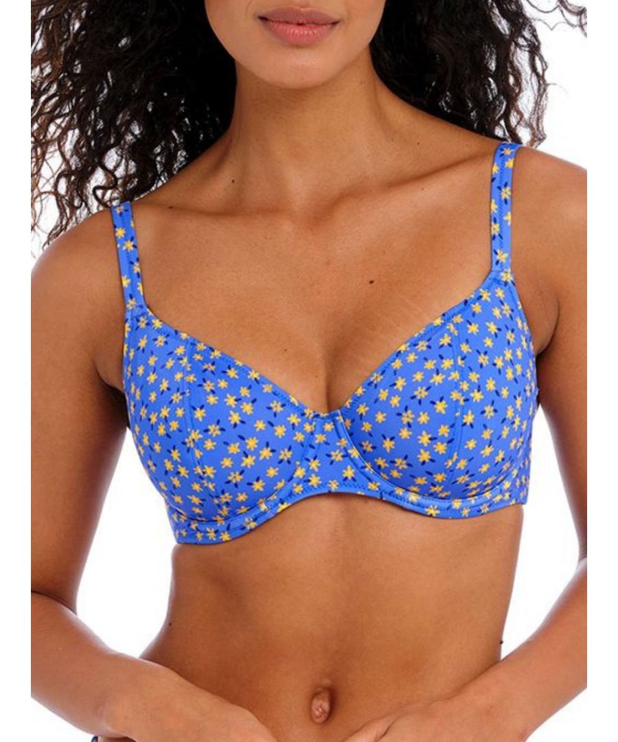 Freya Womens Garden Disco Plunge Bikini Top - Blue Polyamide - Size 34D