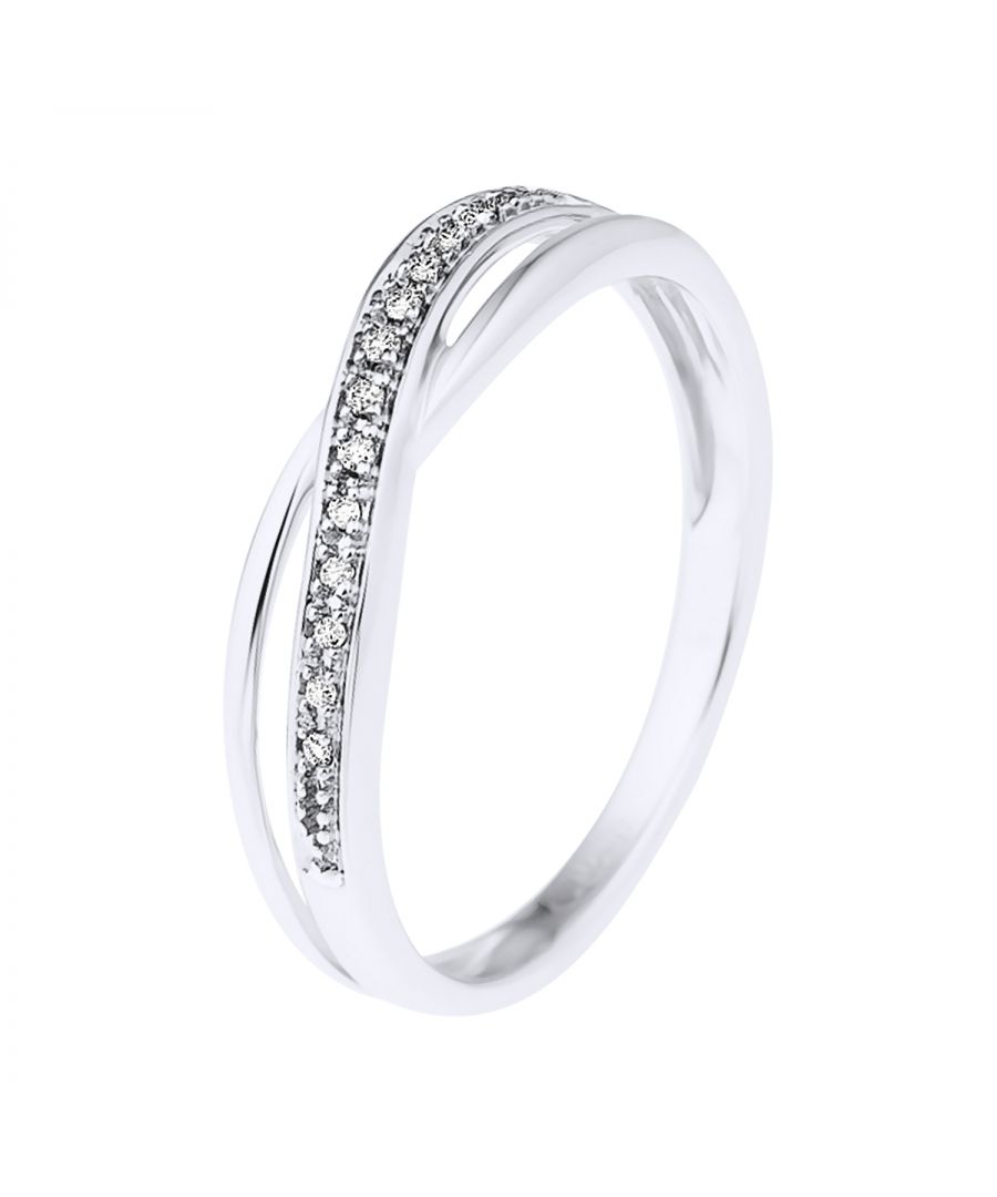 Image for DIADEMA - Ring - Crossed - Diamonds - White Gold