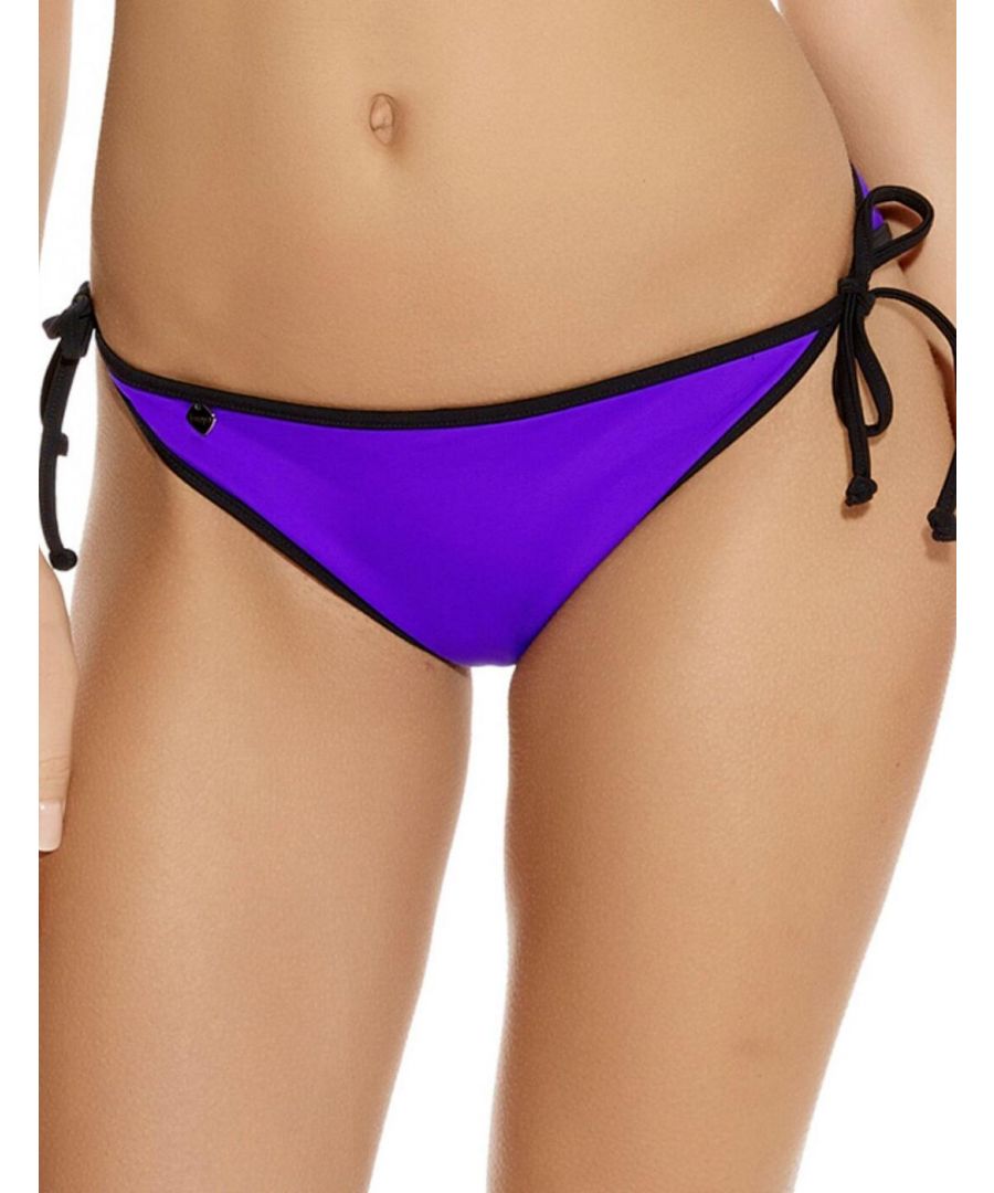 Freya Womens Bondi Reversible Tie side Brief - Purple Nylon - Size Large