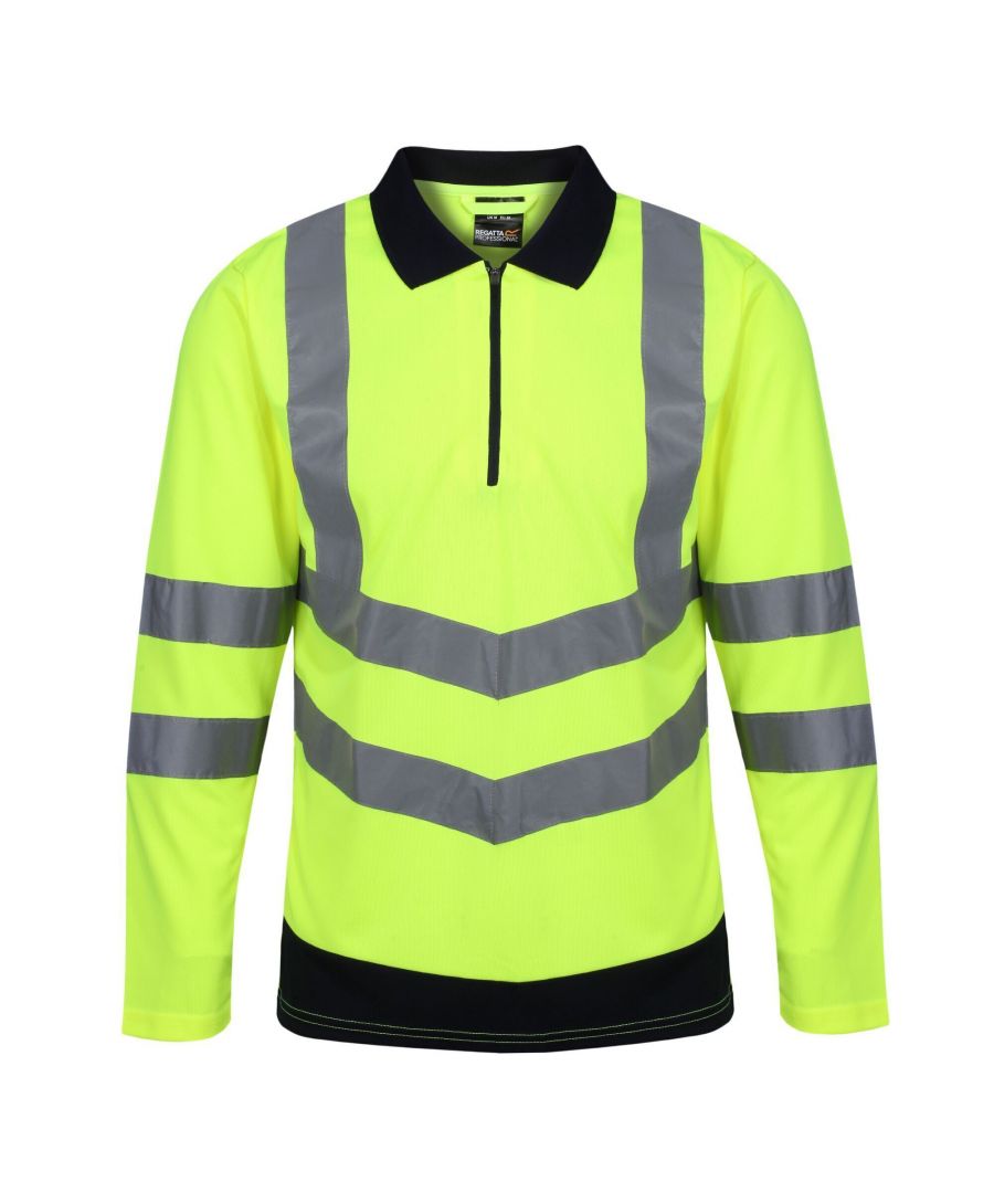 Image for Regatta Mens Hi-Vis Polo Shirt (Yellow/Navy)