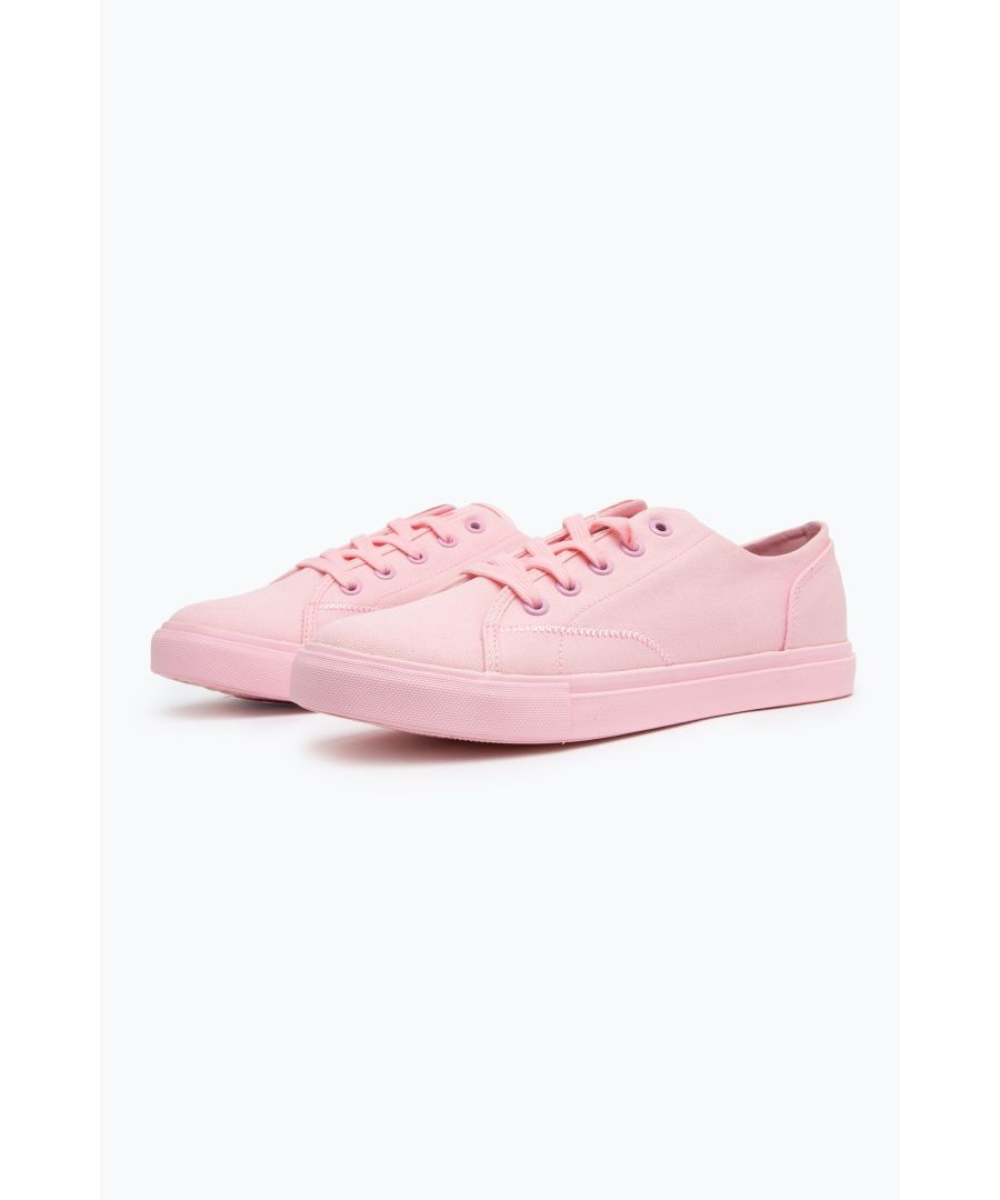 Gym class just got real. The HYPE. Pink Pump Kids trainers is perfect for any P.E or extracurricular activities. Featuring a pink canvas upper with rubber detailing on the sole, toe cap and rear, finished with HYPE. branding and pink laces. Box fresh kicks, theres nothing better.