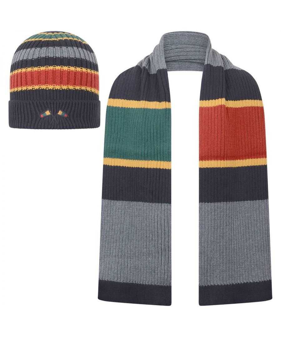 Mayoral Boys Charcoal White Hat & Scarf Set - Multicolour Wool (archived) - Size 4Y