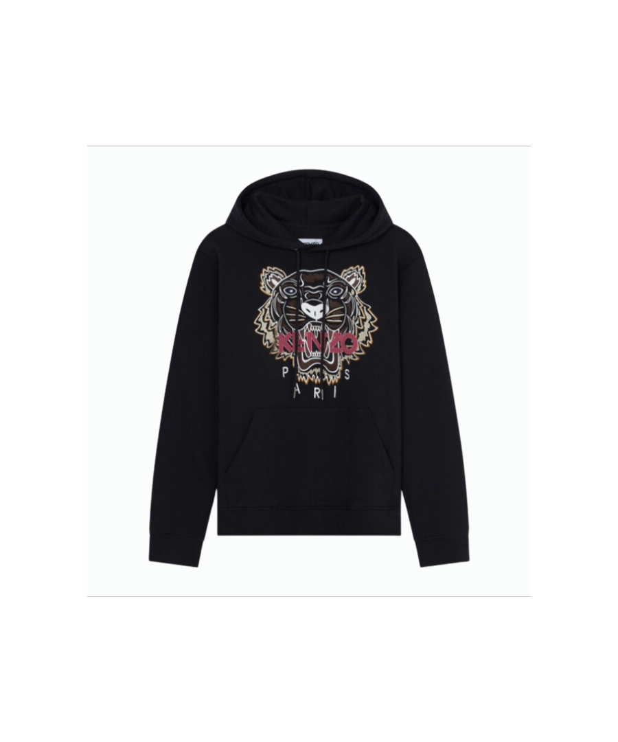 Kenzo decorates this pullover hoody with it's snarling tiger to the chest featuring the brands label in a text form clenched between the Parisian's teeth. Crafted in Portugal from a soft cotton jersey, completed with a drawstring hood and a kangaroo style pouch pocket.