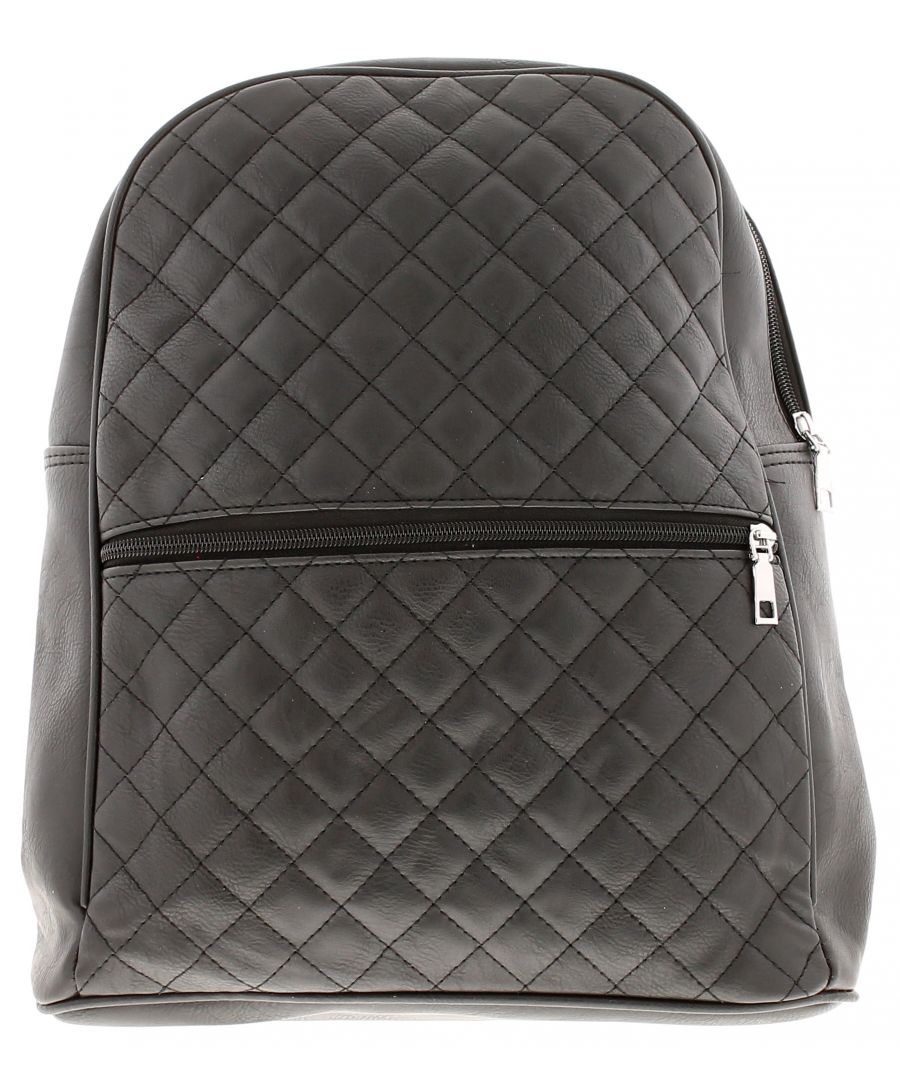 Wynsors Cece Womens Backpack Style Bag Black. Manmade Upper. Fabric Lining. Synthetic Sole. Ladies Womans Girls School Backpack Quilted Adjustable Plain Smart. Additional Information: H: 28Cm W: 17Cm D: 6.