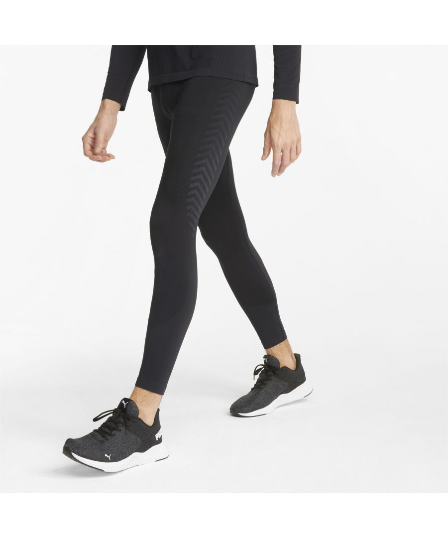 PRODUCT STORY If you want true comfort and performance at the gym, these are the tights for you. What is FORMKNIT SEAMLESS? In short, it's what makes these tights stand out from the crowd. Not only do you get the perfect performance fit, but you can count on such superior technical benefits like moisture wicking, breathability and seamless comfort. They also feature PUMA's innovative dryCELL technology, which is designed to keep you dry and comfortable no matter how intense your workout gets. FEATURES & BENEFITS: FORMKNIT SEAMLESS: FORMKNIT SEAMLESS uses engineered knit structures to provide a perfect performance fit. Featuring superior technical benefits such as moisture wicking, breathability and seamless comfortdryCELL: PUMA's designation for moisture-wicking properties that help keep you dry and comfortableDETAILS: Full lengthClosed bottomEngineered FORMKNIT SEAMLESS knit structures to provide the perfect performance fitMoisture-wicking dryCELL technologyBranded PUMA elasticated waistbandLinear engineered knit for graphic interest