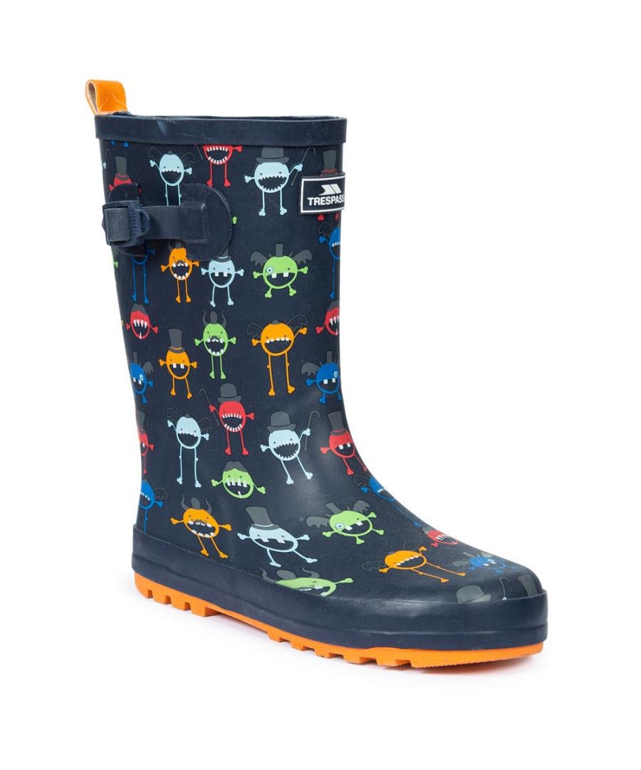 Kids Welly Boot. Adjustable Buckle. Cushioned Insole. Durable Grip Sole. Waterproof: Yes. Rubber/Textile/EVA/Rubber.
