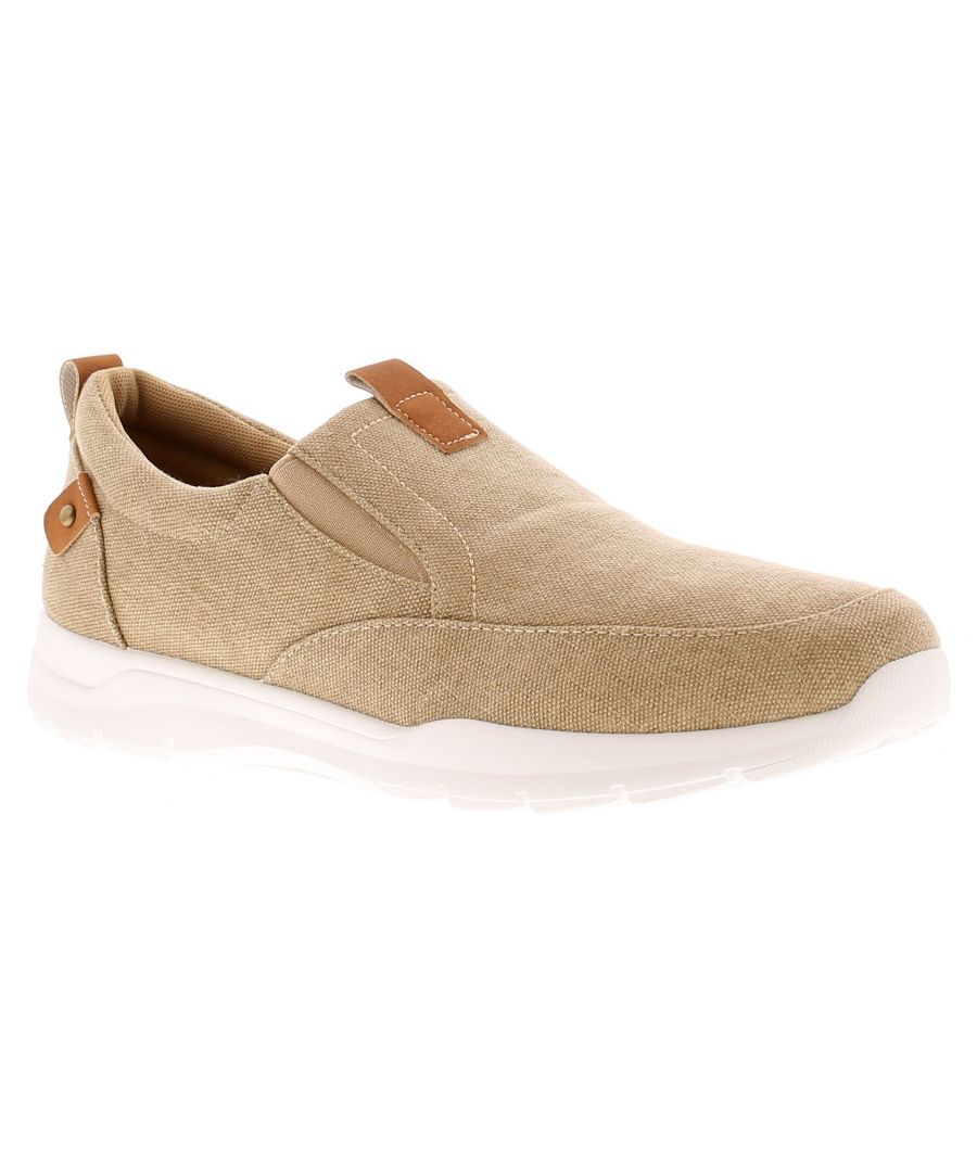 Dr Keller Alan Mens Canvas Slip On Shoes Beige. Fabric Upper. Fabric Lining. Synthetic Sole. Mens Heavy Duty Canvas Twin Gusset Slip On.