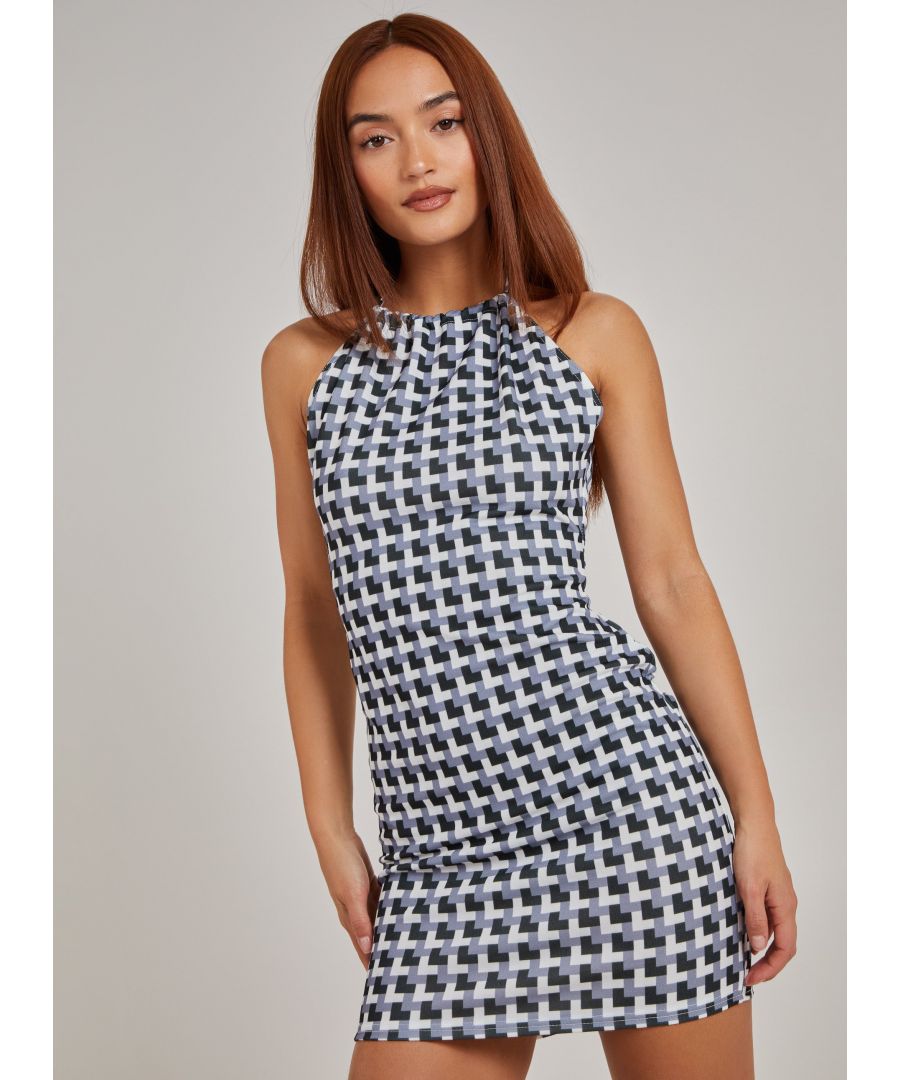 Geometric Print Strappy Mini Dress