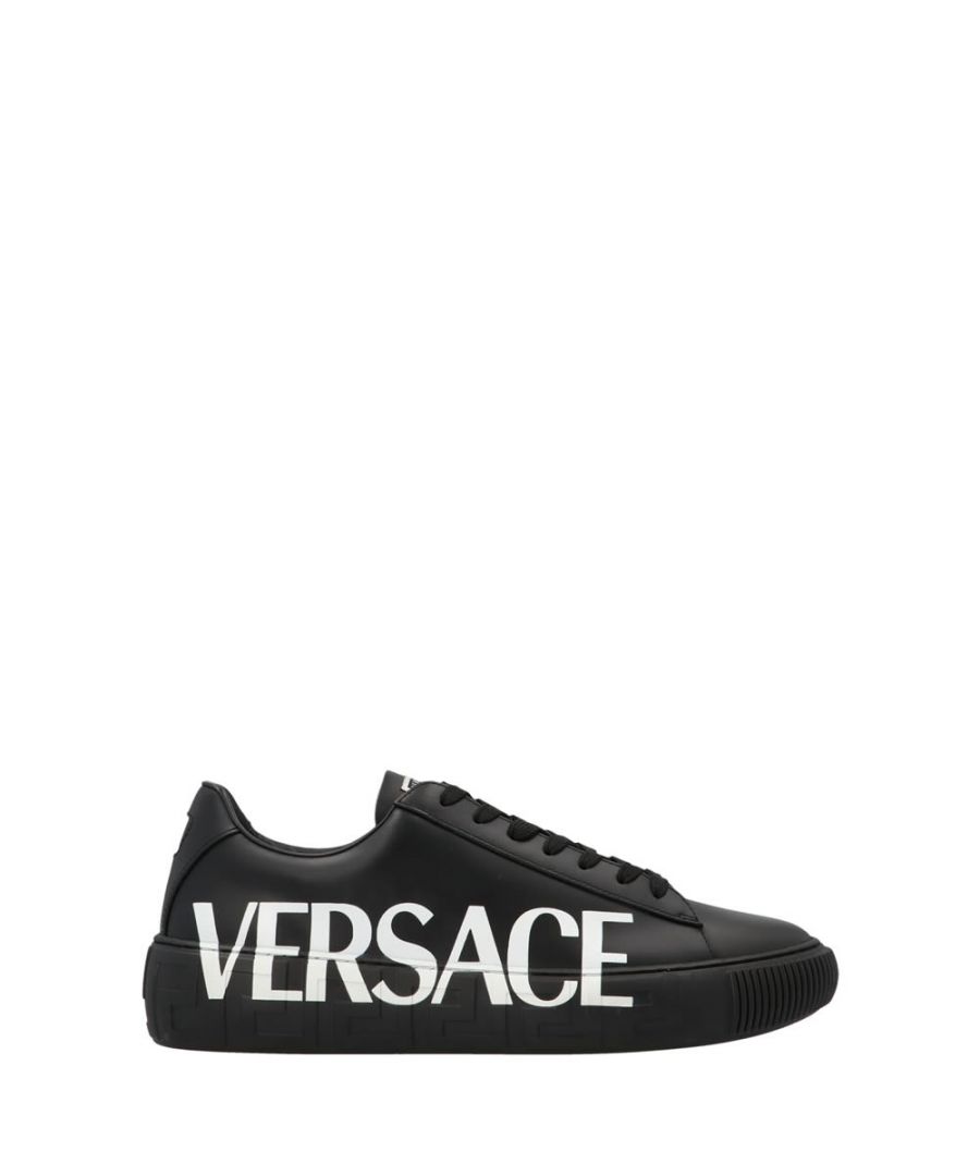 Versace leather 'Greca' sneakers. Versace's latest sneaker silhouette, Greca is characterized by understated, clean lines and the graphic Greca pattern on the midsole. The supple leather design features a lateral logo, while the outsole hides a Medusa on the heel.