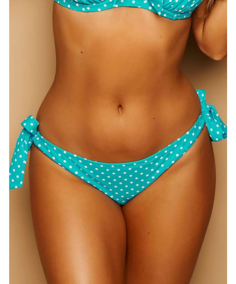 Pour Moi Womens Hot Spots Tie Side Bikini Brief - Blue - Size Medium