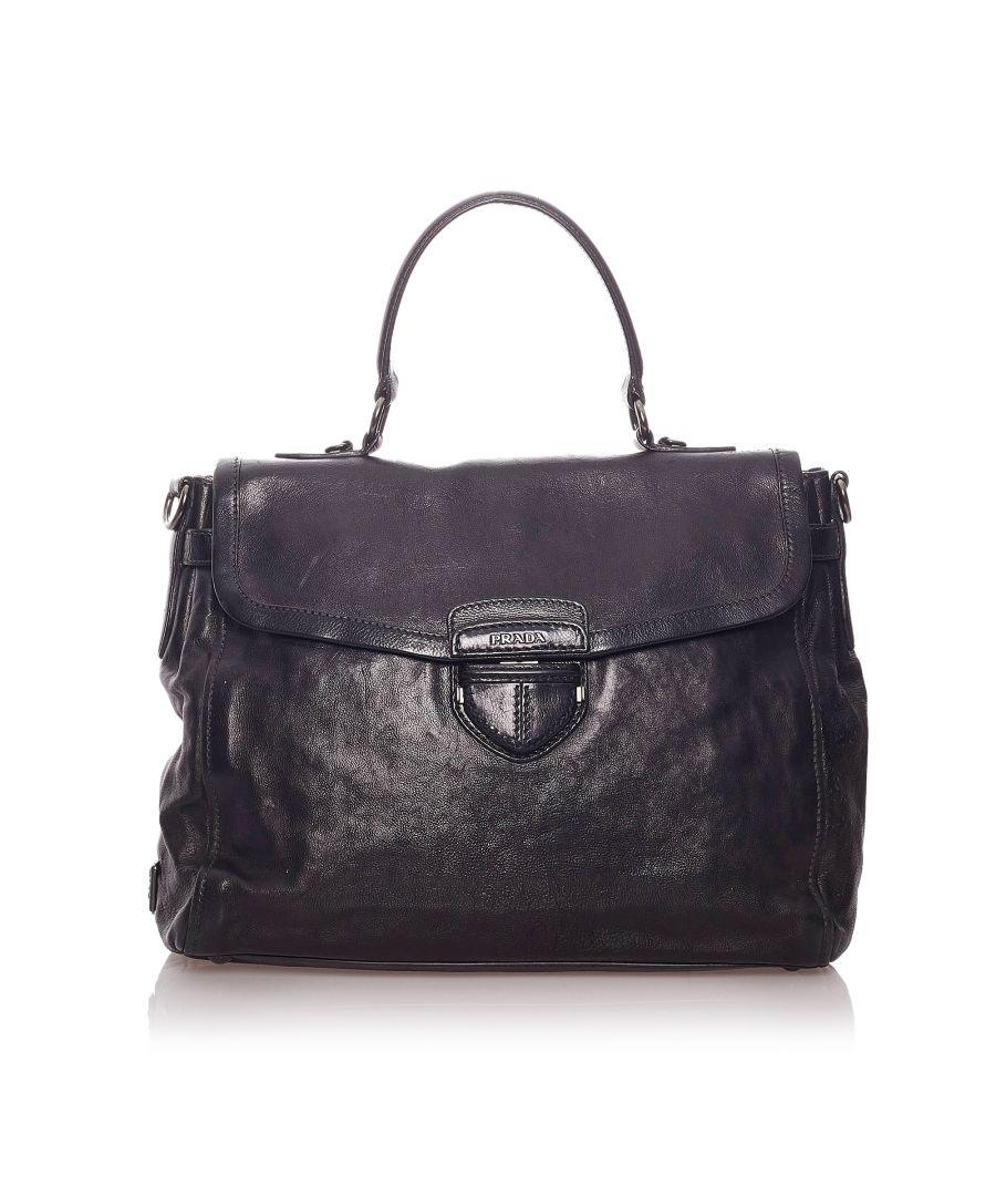 Image for Vintage Prada Leather Business Bag Black