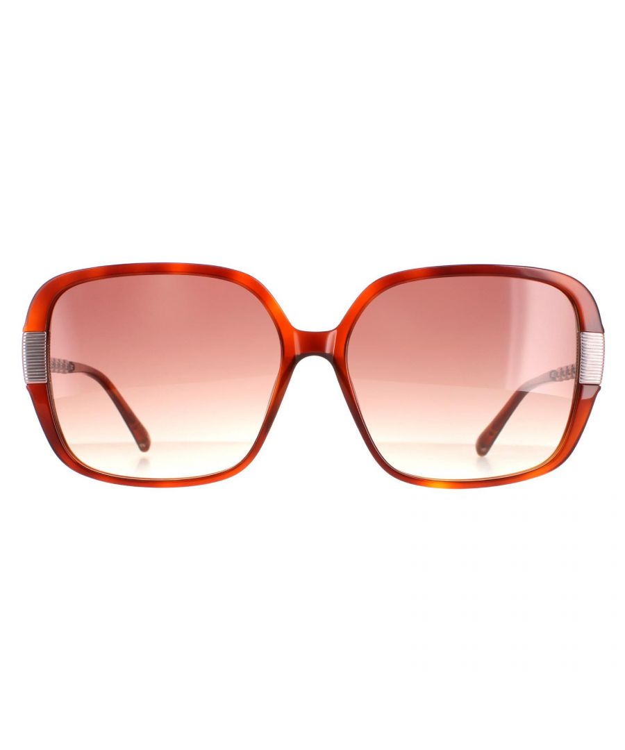 Ted Baker Square Womens Tortoise Brown Brown Gradient TB1616 Indi  TB1616 Indi are a square style featuring an acetate front and a metal chain link detailing along the temples, The Ted Baker logo features on the either side of the lens to provide brand authenticity.