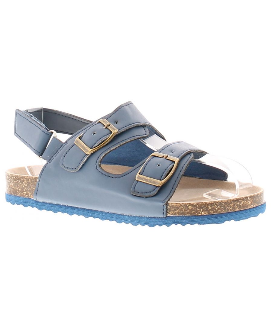Chatterbox Beak Younger Childrens Sandals Navy. Manmade Upper. Fabric Lining. Synthetic Sole. Childrens Boys Camouflage Back Strap Buckle Bar Sandal.