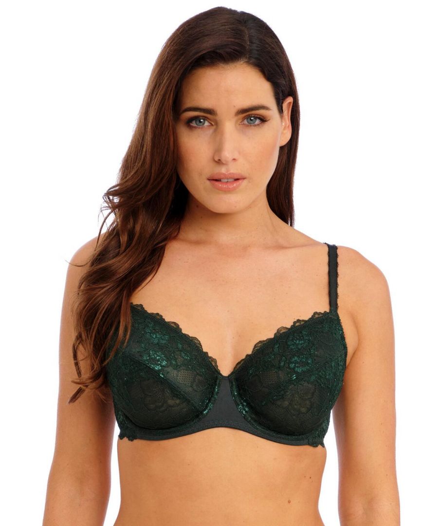 Green Floral Lace Underwired Cup Bra