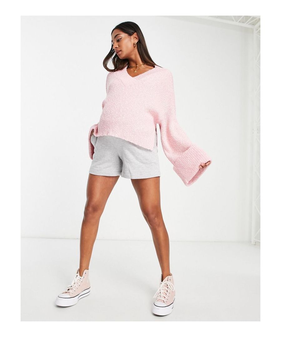 Maternity jumper by ASOS DESIGN The soft stuff V-neck Drop shoulders Side splits Ribbed trims Relaxed fit Designed to fit you from bump to baby  Sold By: Asos