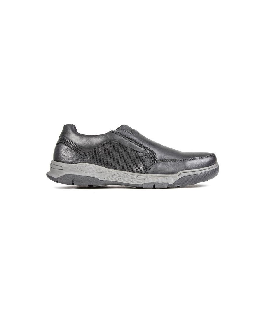 Perfect men's slip on shoe for relaxed day-to-day styling with breathable sock and lining and memory form insole, with hardwearing rubber sole.\n- Leather Upper.\n- Hardwearing Sole.\n- Memory Foam Comfort Insole.\n- Memory foam with rubber sole
