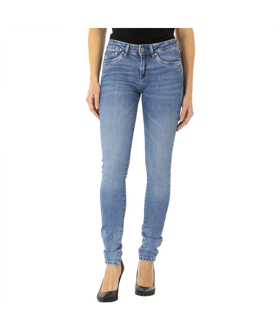pepe jeans womens women 5 pockets pants pixie denim - blue cotton - size 25w/32l