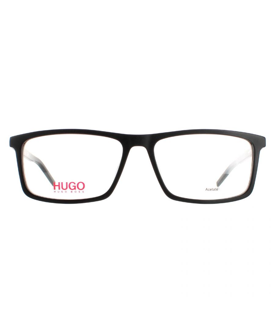 Hugo by Hugo Boss Square Mens Matte Black  HG 1025  Glasses are a simple square style crafted from lightweight acetate. The Hugo Boss logo features on the slender temples for authenticity.